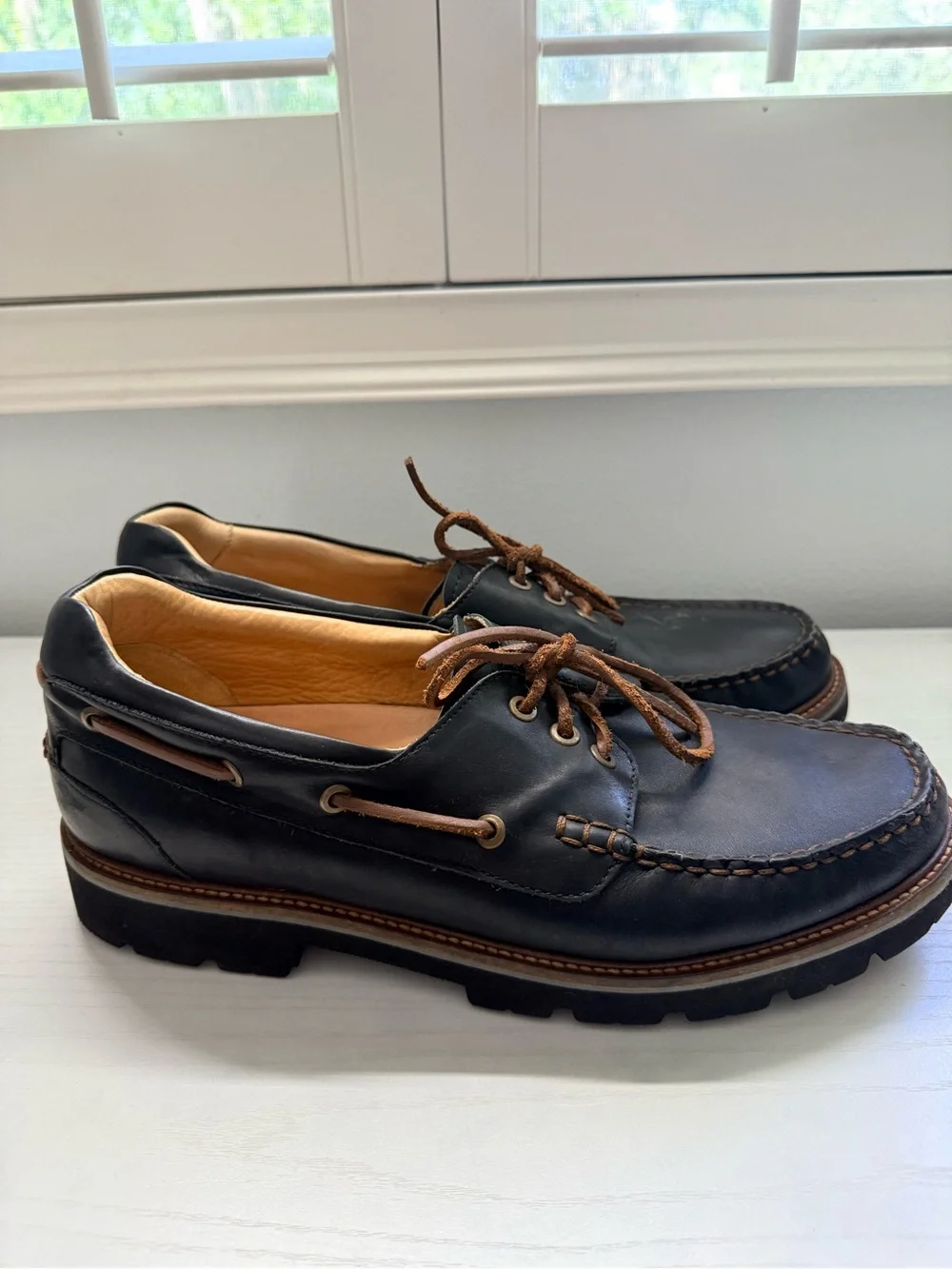 Samuel Hubbard Camplight Moccasins Saddlebag Black Boat Hiking Shoe M 11.5